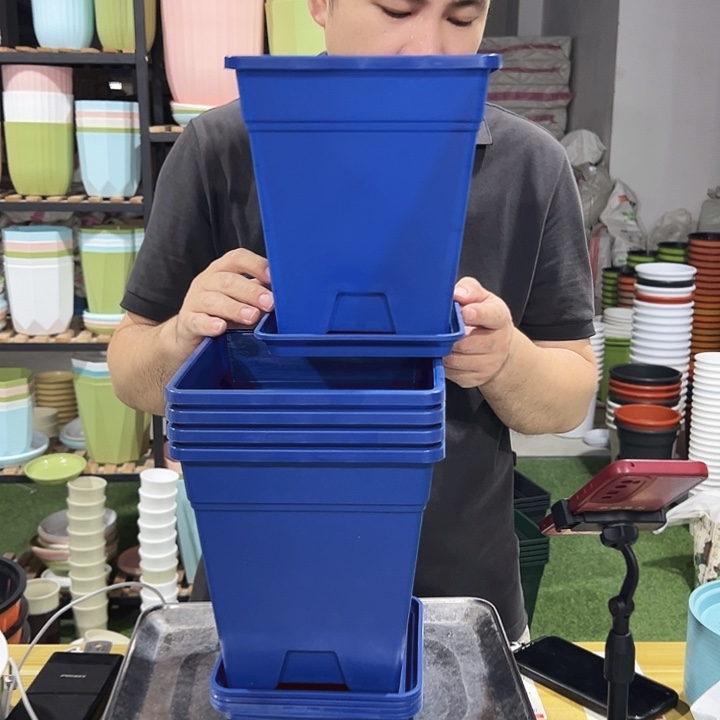 正品方盆口20高22蓝色5个带托