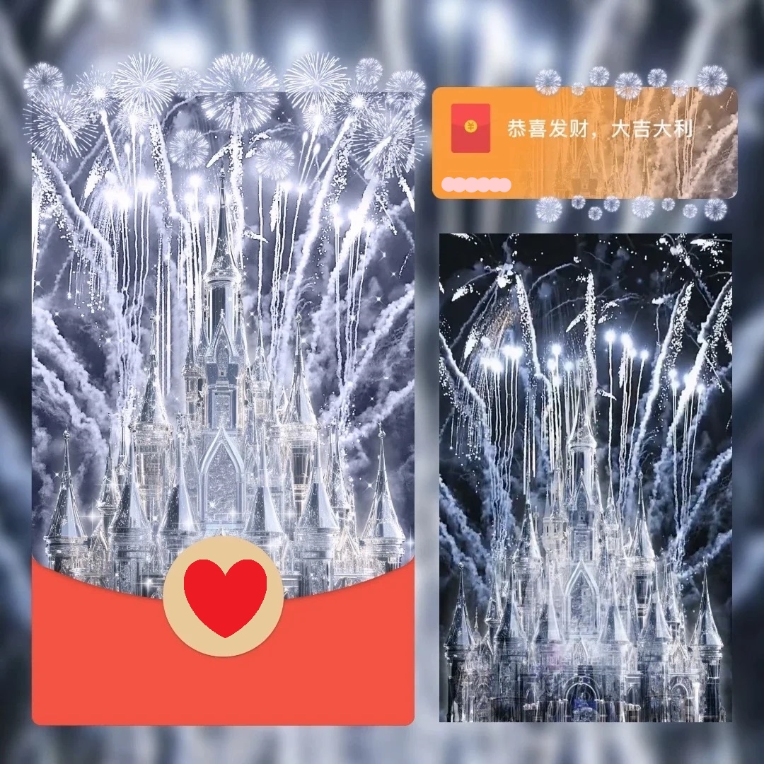 【2025跨年浪漫城堡烟花】春节氛围感红苞封面情侣告白祝福仪式感
