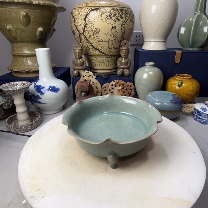 三足荷口洗佛****果汝窑三足荷口洗摆件1