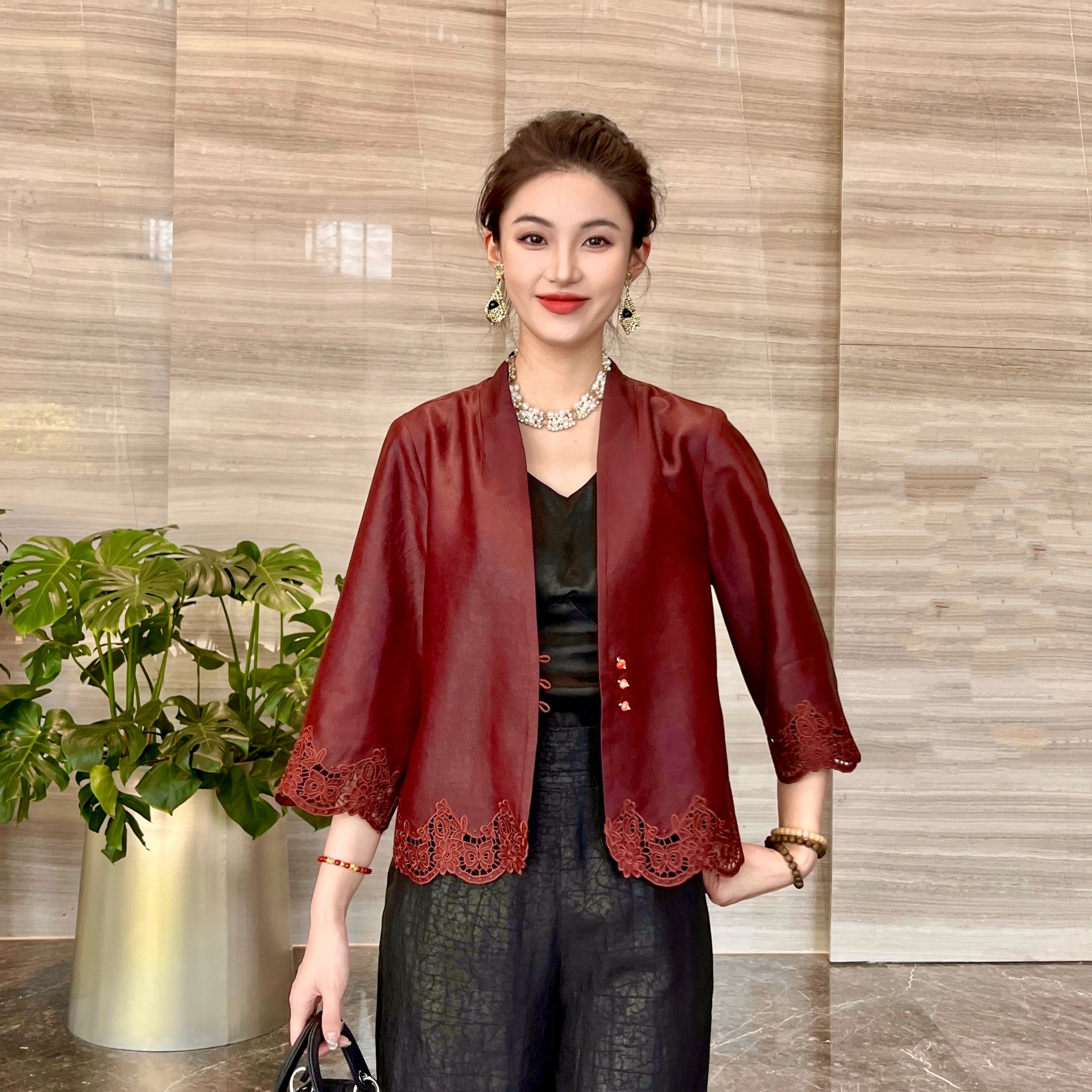 FSSIA福安｜香云纱100桑蚕丝重工刺绣百搭精致外套上衣5085