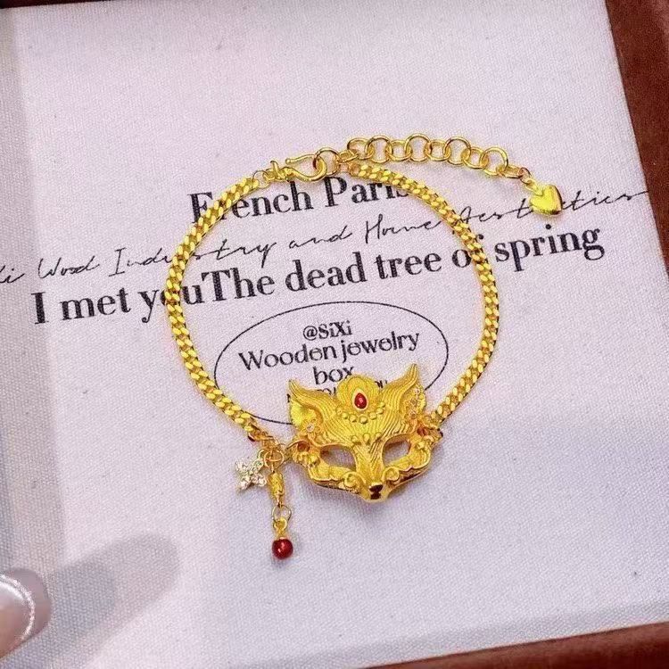 合金手链 重工设计狐狸面具流苏手链女轻奢时尚百搭链子