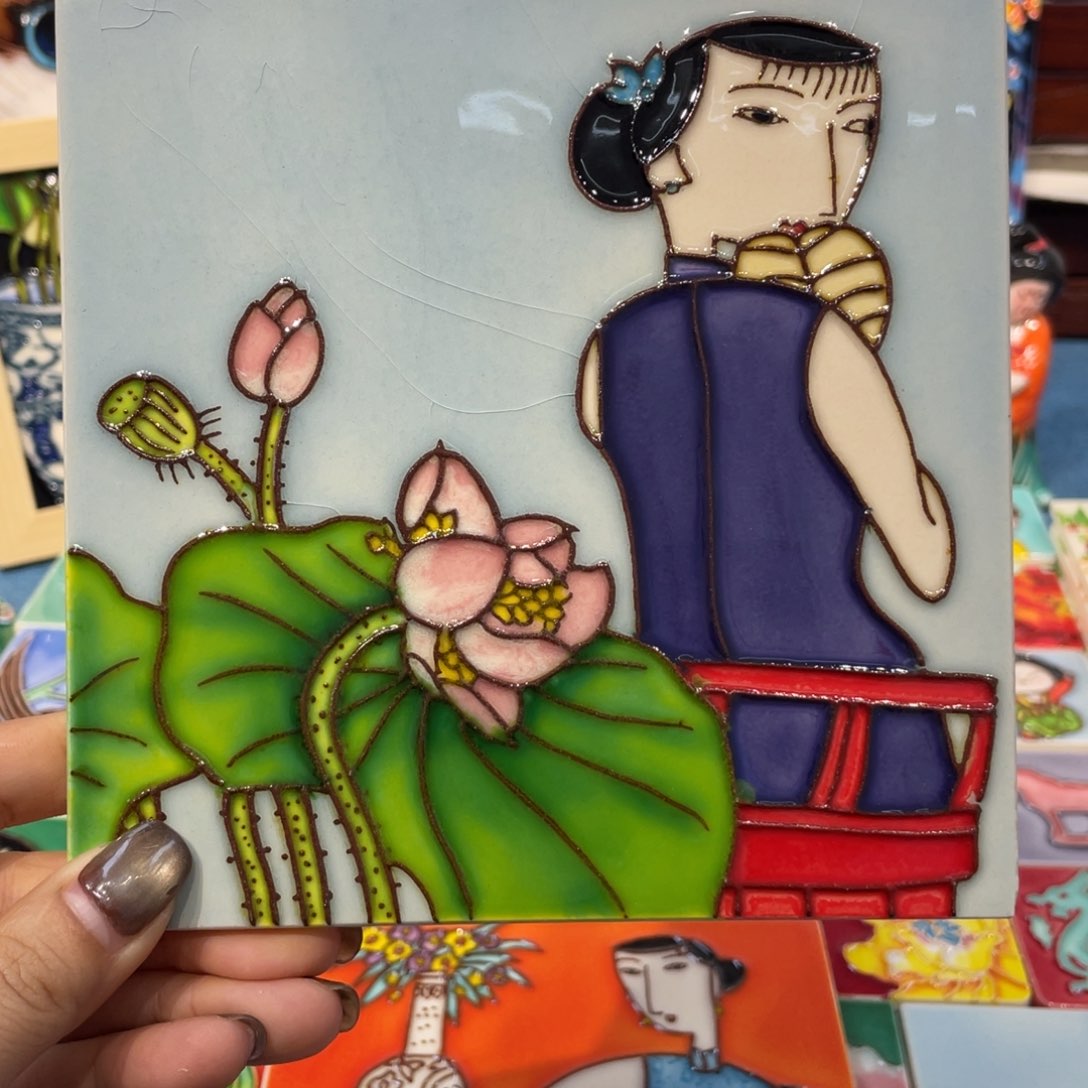 陶瓷15*15国风美女单瓷片