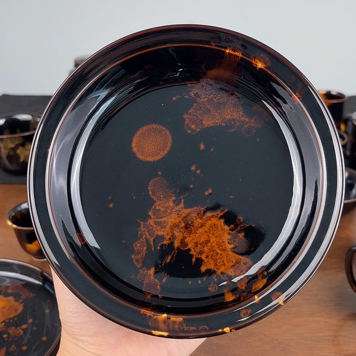 瓷玳瑁釉深腹大壶承