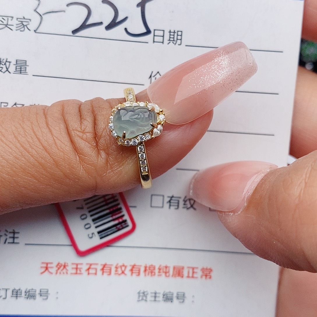 翡翠戒指银S925镶嵌戒指