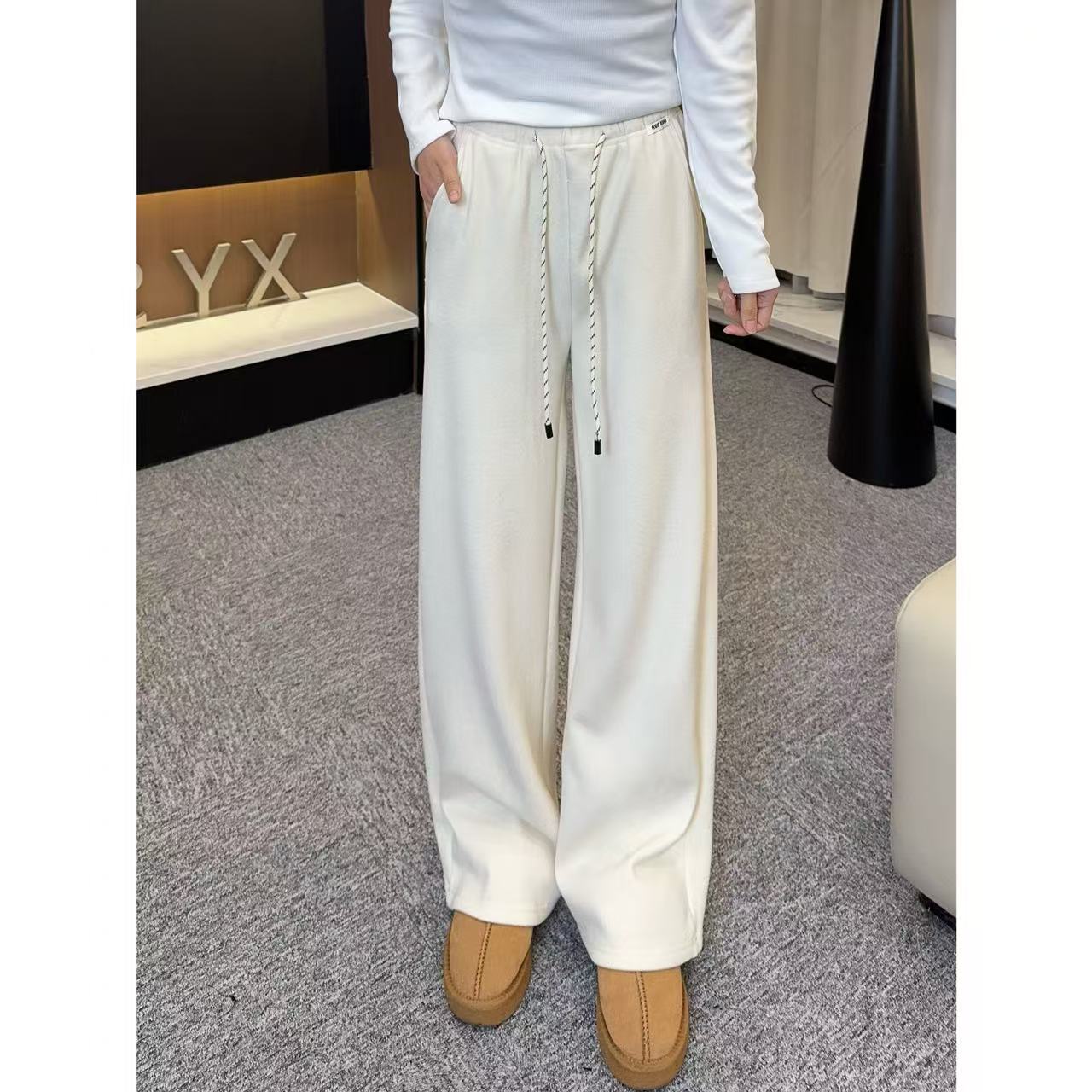 开心裤 小允姐姐2024新款时尚气质高级彩绳阔腿卫裤