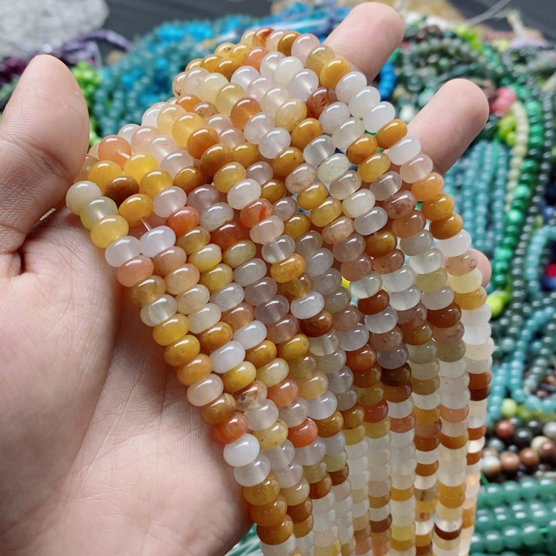 玛瑙/玉髓未镶嵌珠宝半成品一条天然5x8mm金丝玉隔片