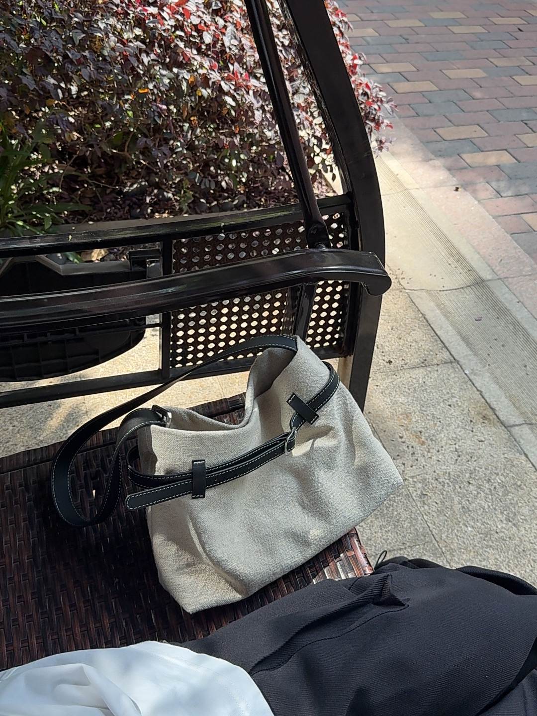 大容量托特包包女式新款高级感麻料配皮斜挎包单肩包88020