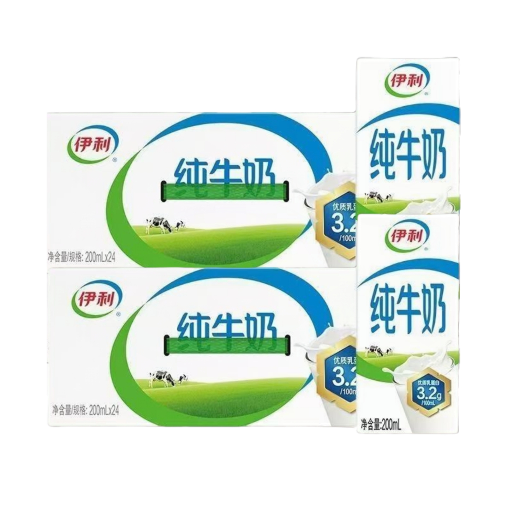 【京东快递送货上门】12月产 伊利纯牛奶200ml*24盒*2箱