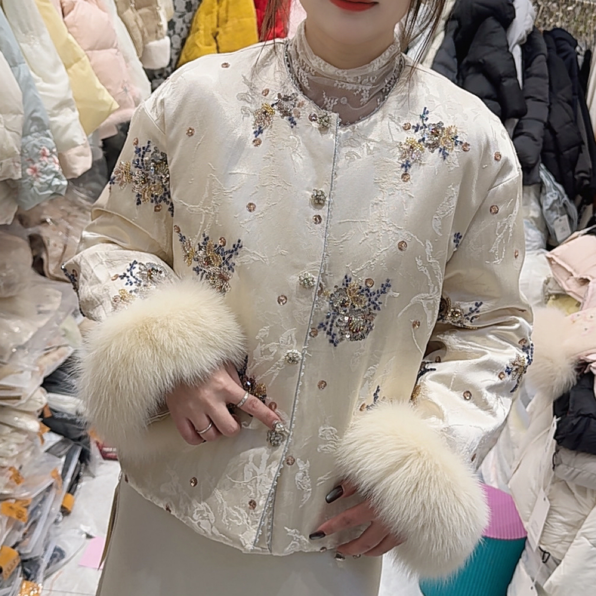 人丝不灵不灵国风羽绒服