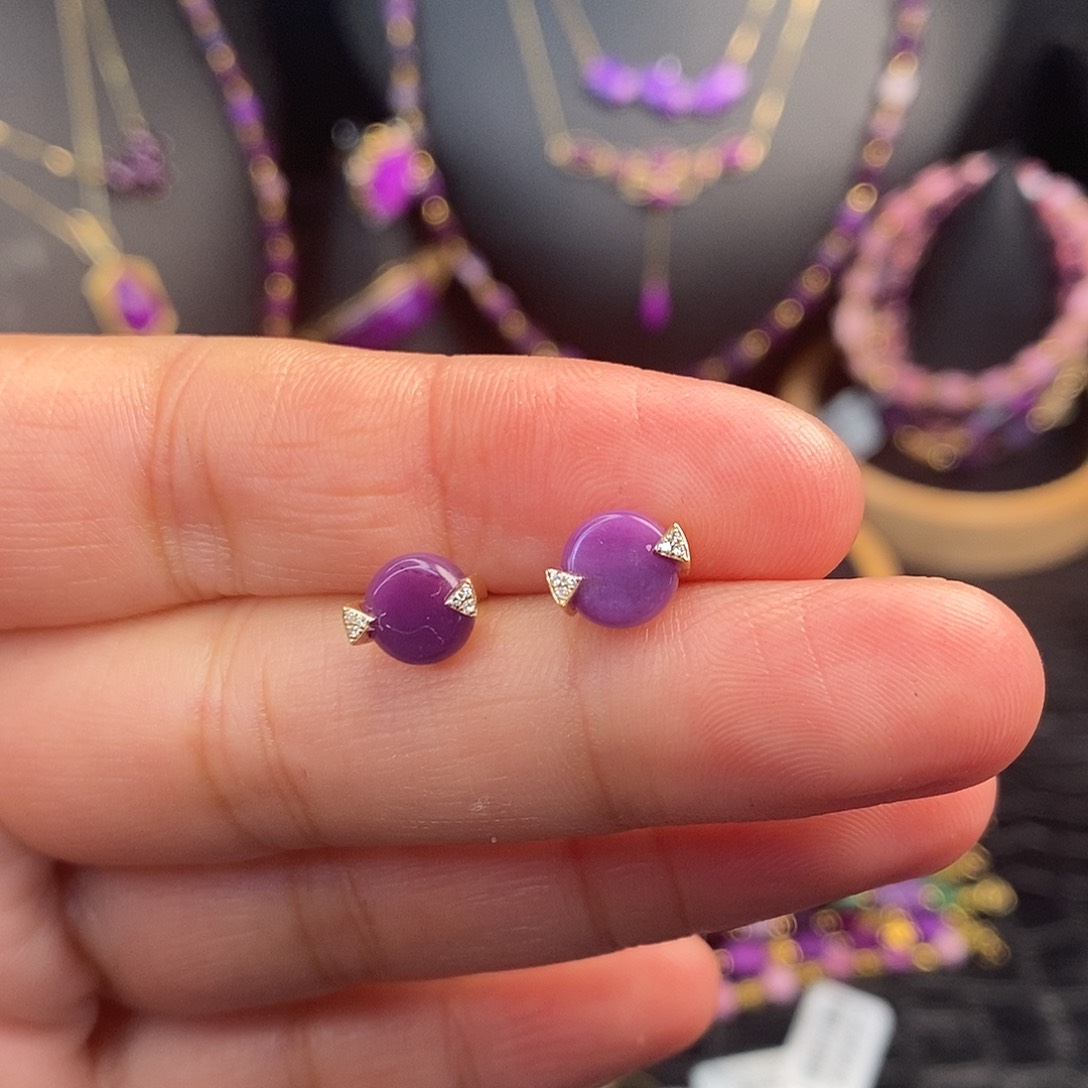 苏纪石（舒俱来）耳饰18K金镶嵌