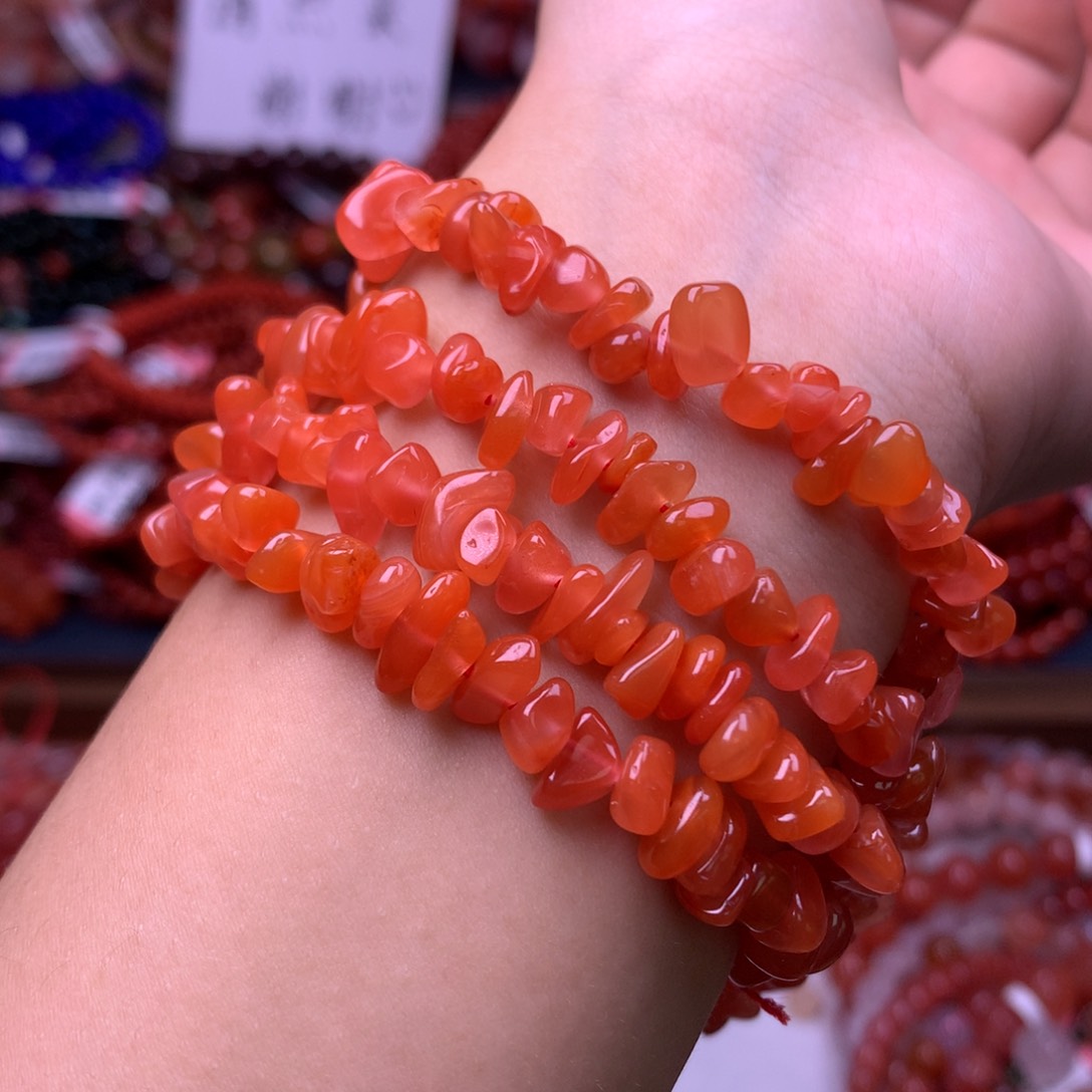 未镶嵌手链南红玛瑙11号樱桃红碎冰冰