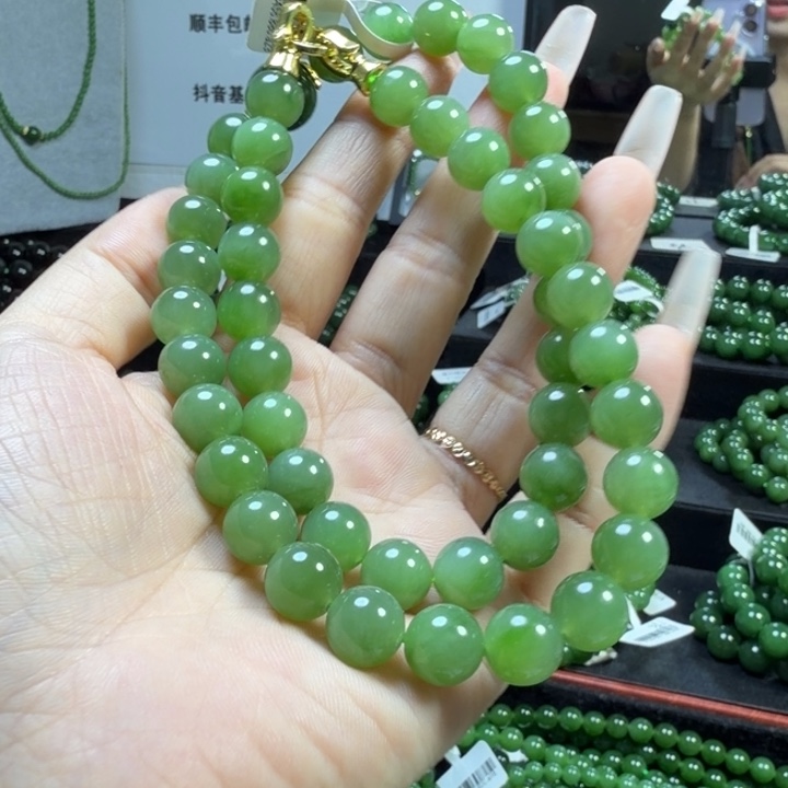 和田玉（碧玉）未镶嵌手链9.5