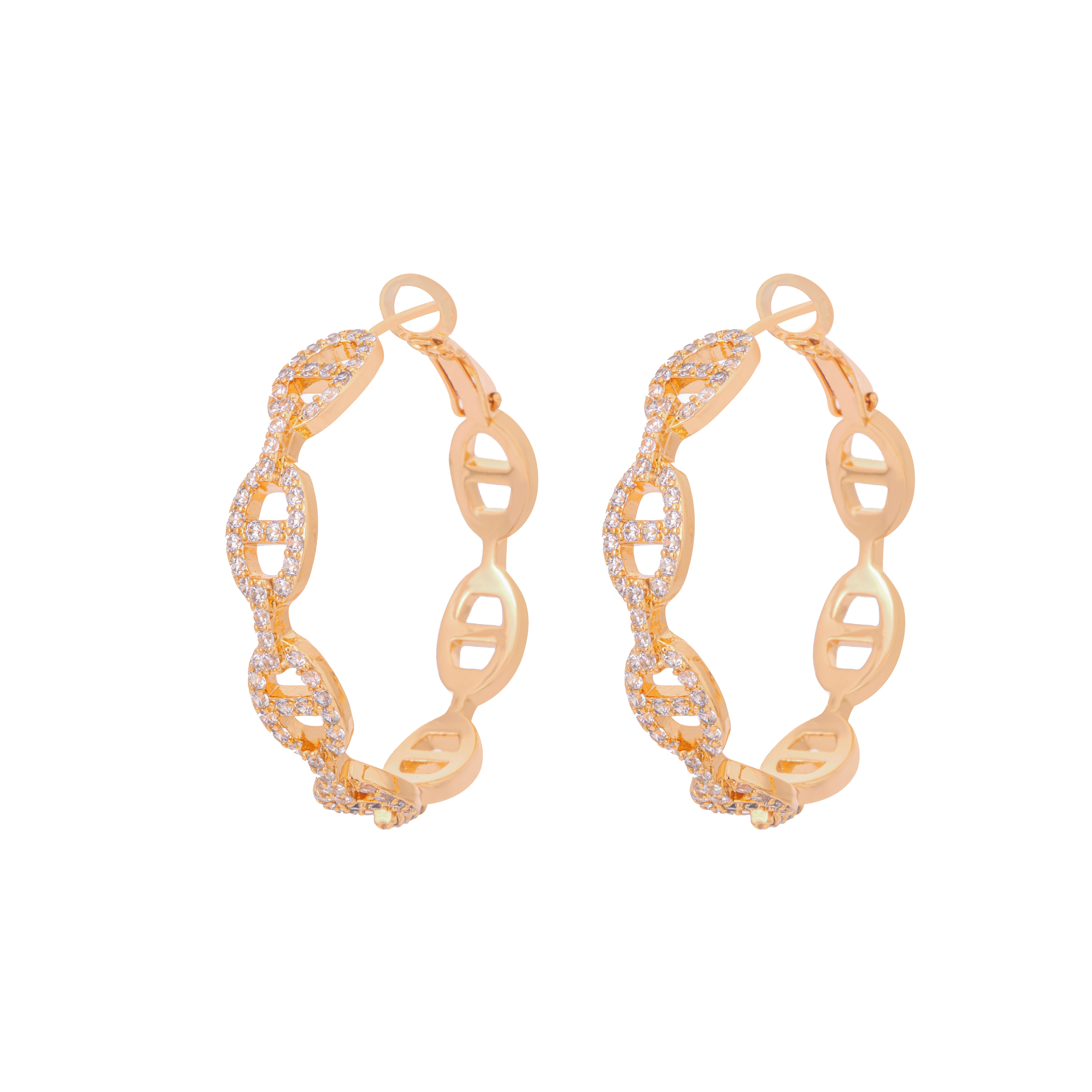 铜合金锆石耳饰 【菲菲专属】气质轻奢时尚简约玫瑰金锆石耳圈61C3