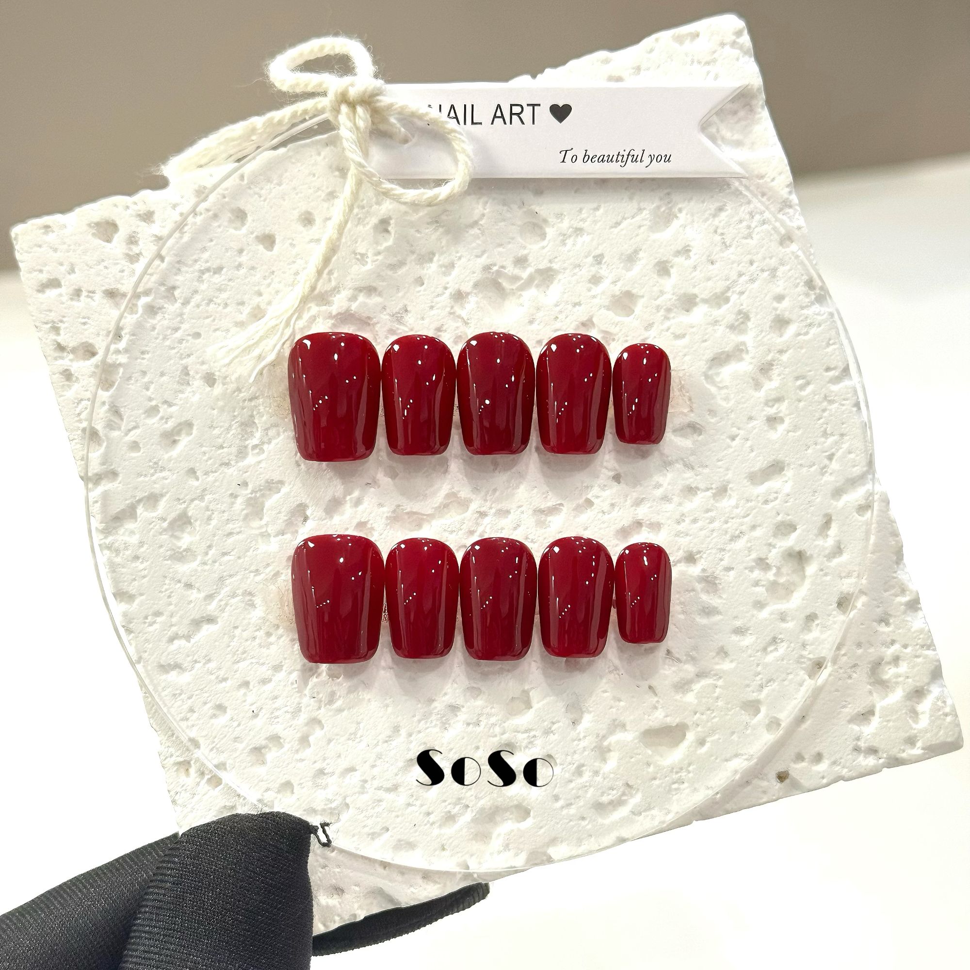 Nice SoSo【全红】纯手工穿戴甲纯欲手绘裸色温柔简约气质显白小众