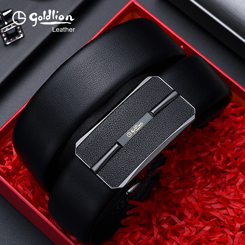 【年终好货】金利来头层牛皮皮质扣头商务皮带真皮自动扣腰带男式