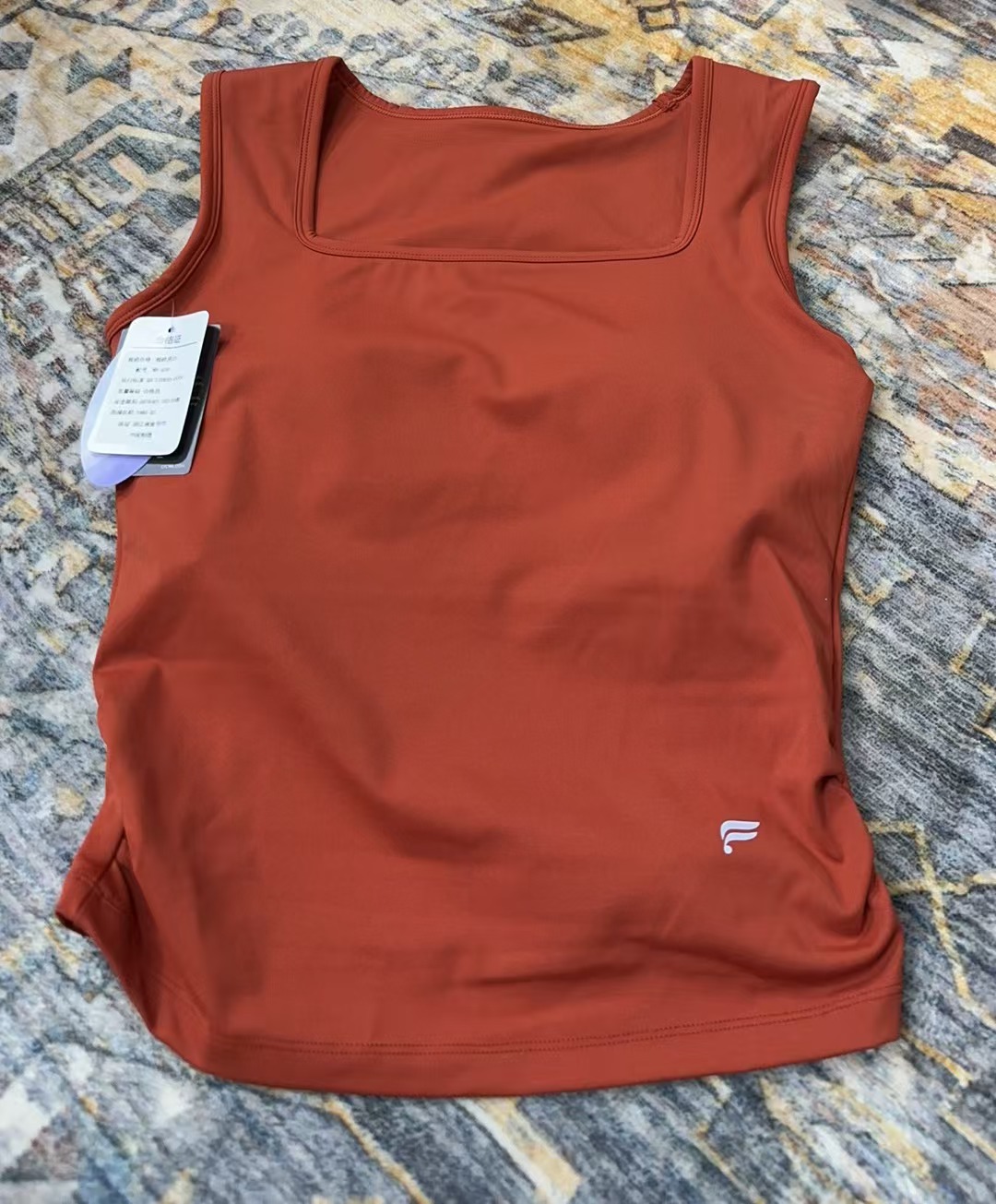 F家彩色一体杯长款吊带美背背心