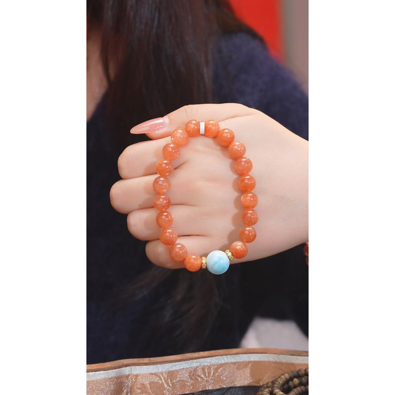 长石手串未镶嵌金太阳 卡9@@W8295