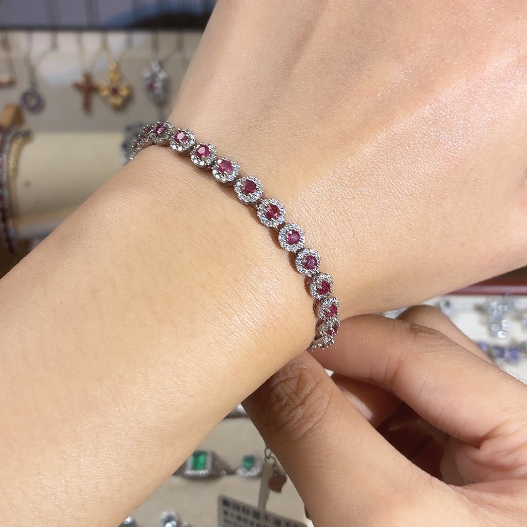 红宝石手链银S925镶嵌