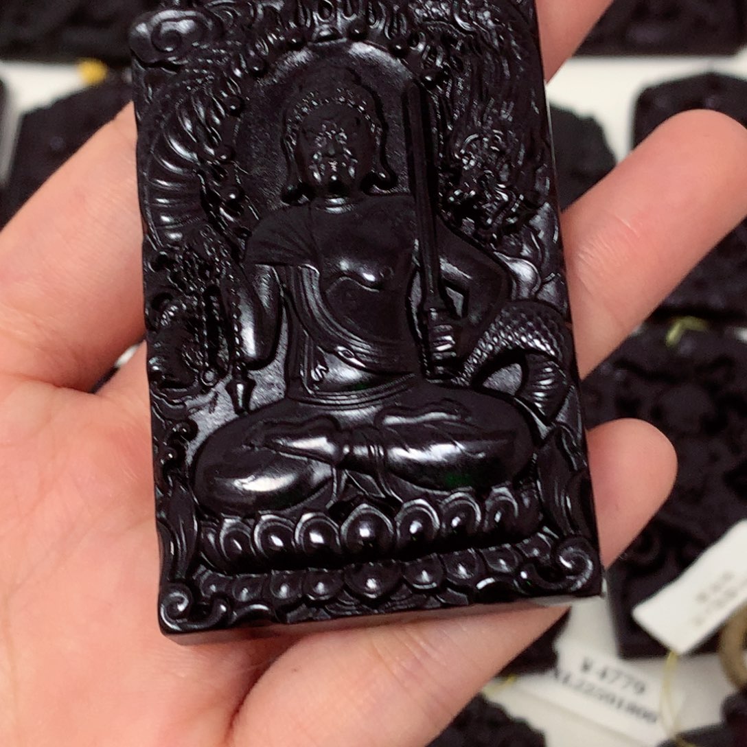 天然缅甸a货钢琴黑挂件