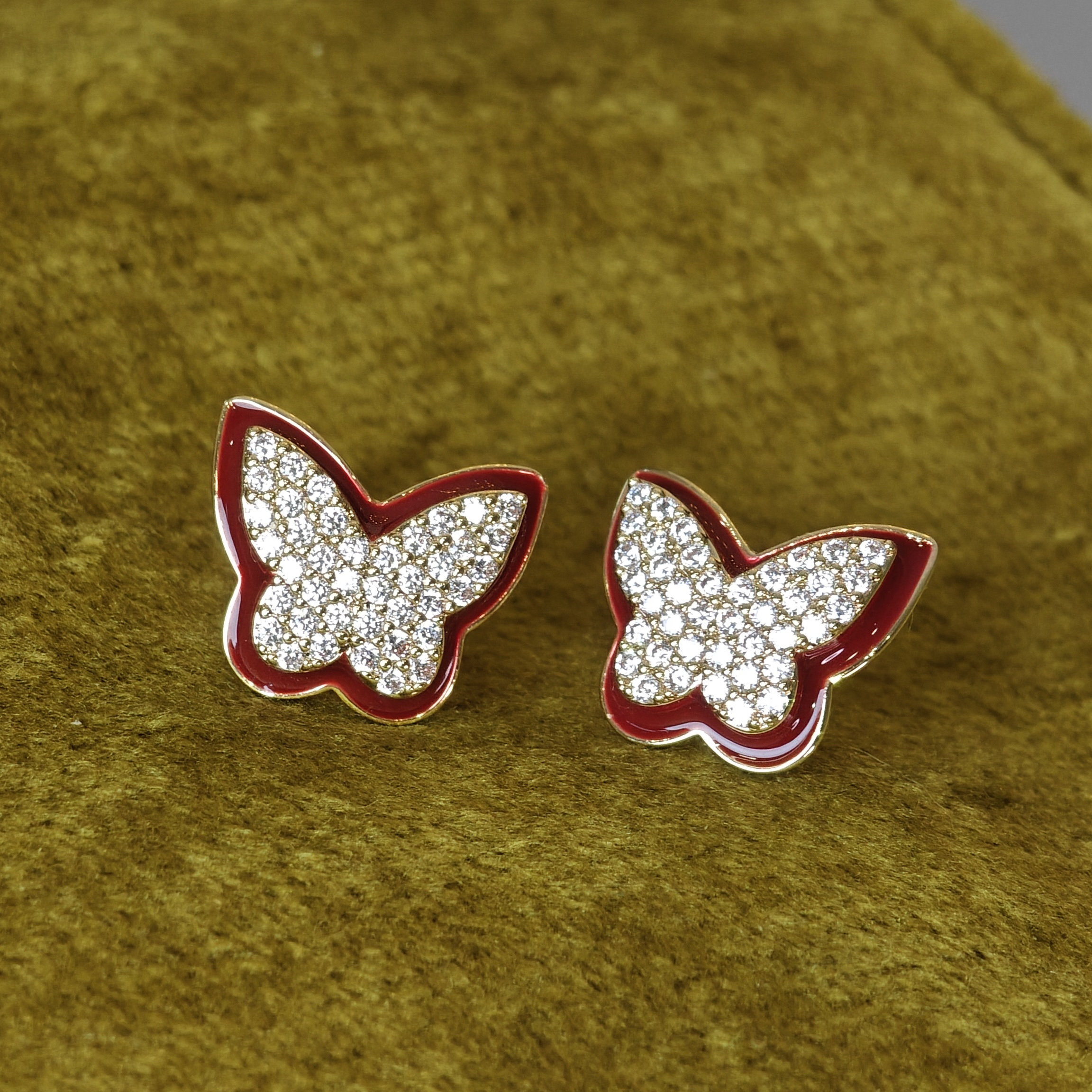 合金合成锆石耳饰 高货蝴蝶耳饰-zyy320