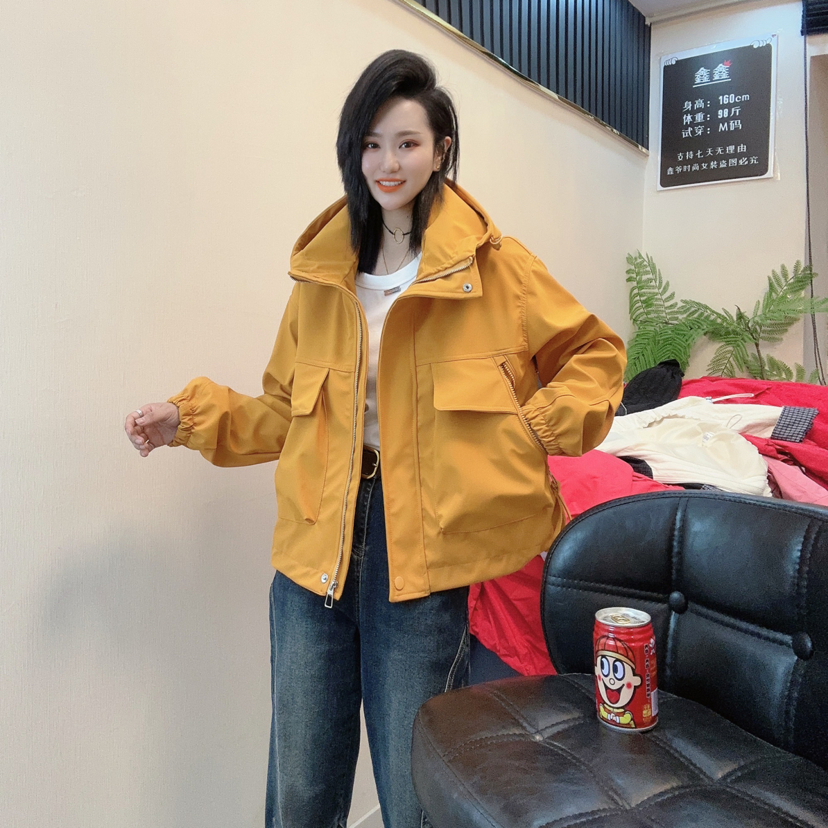 【品质】新款大兜时尚百搭遮肉显瘦韩系外套休闲小个子女装8863