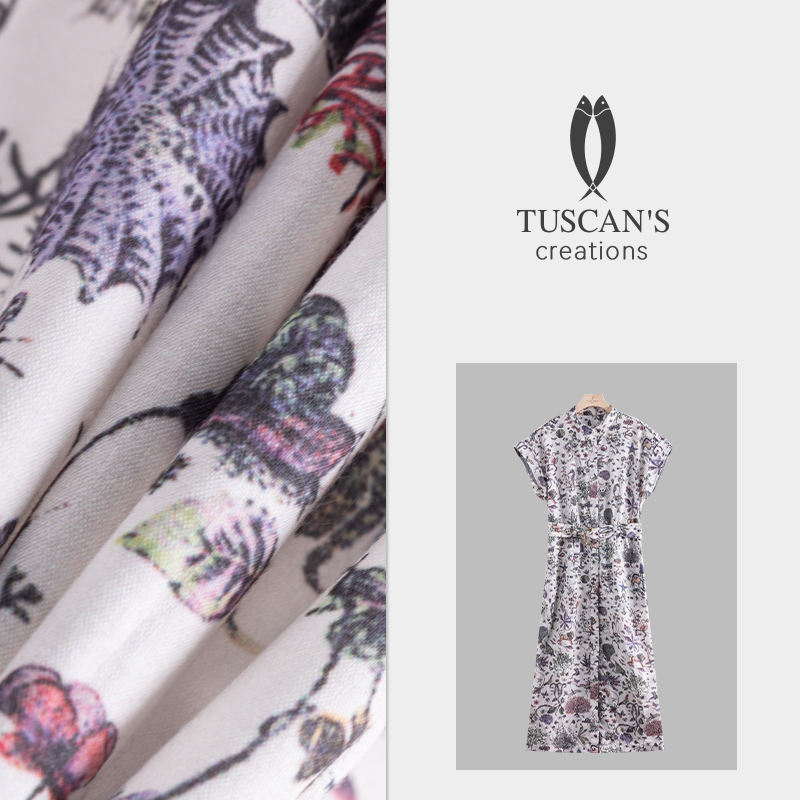 TUSCAN'S CREATIONS夏季碎花法式气质时尚复古修身女士连衣裙时代