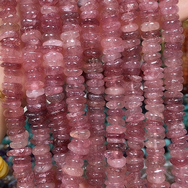 玛瑙/玉髓未镶嵌珠宝半成品天然草莓晶叠片一条