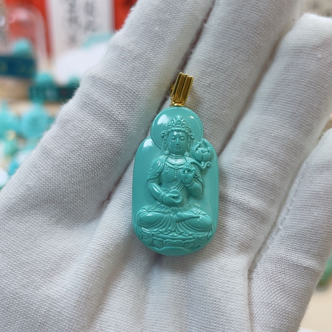 绿松石珠宝奇石18K金镶嵌