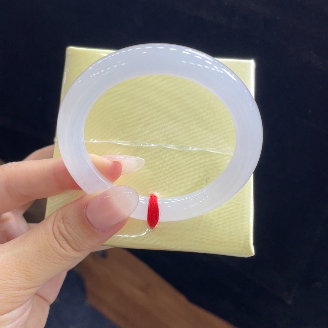 翡翠未镶嵌手镯03号 51圆条白月光