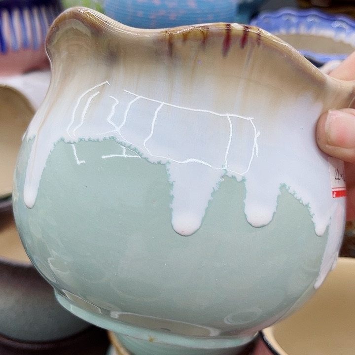 多肉绿植陶瓷花盆9.9包邮，有孔