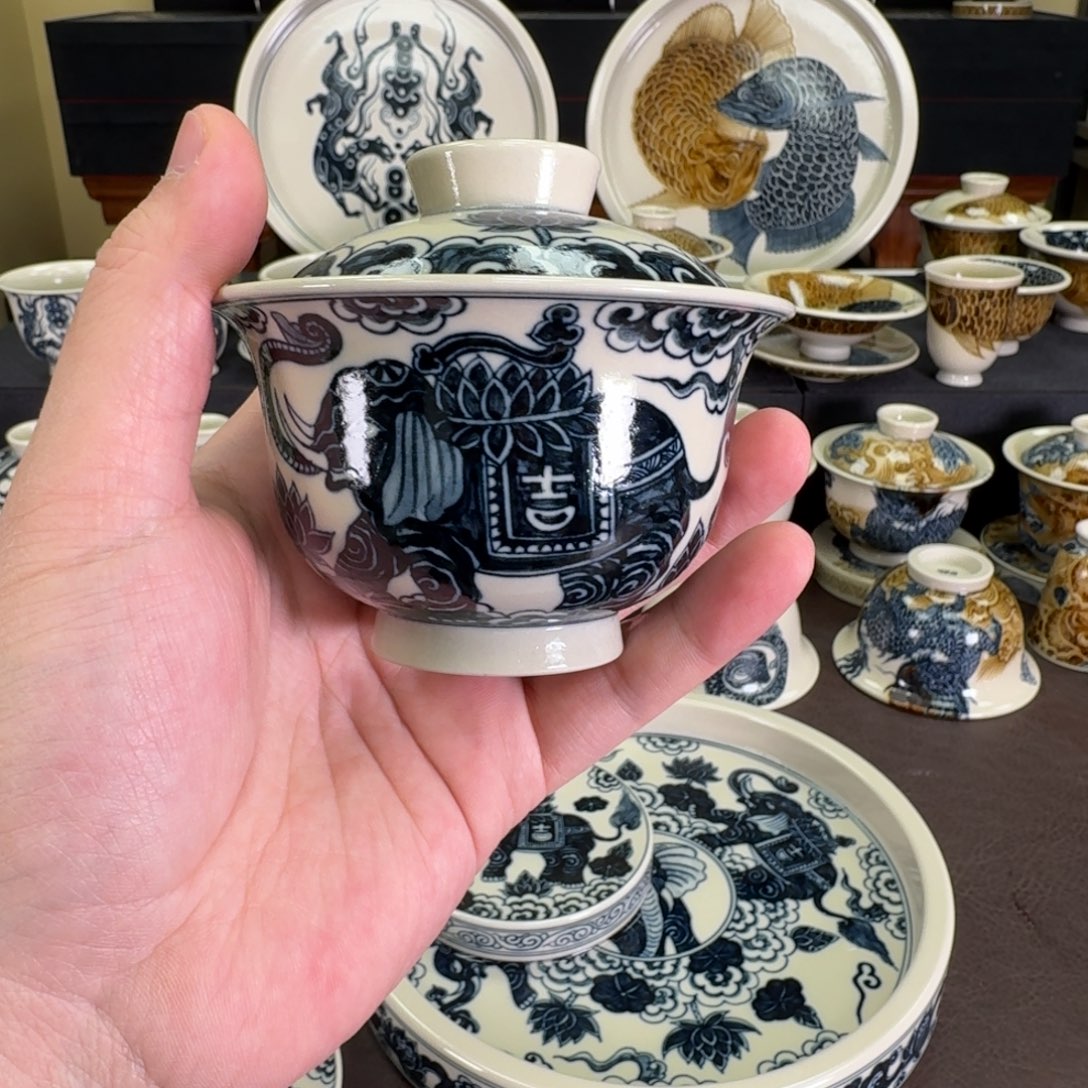 瓷片元经秘旨太平有象元宝盖碗