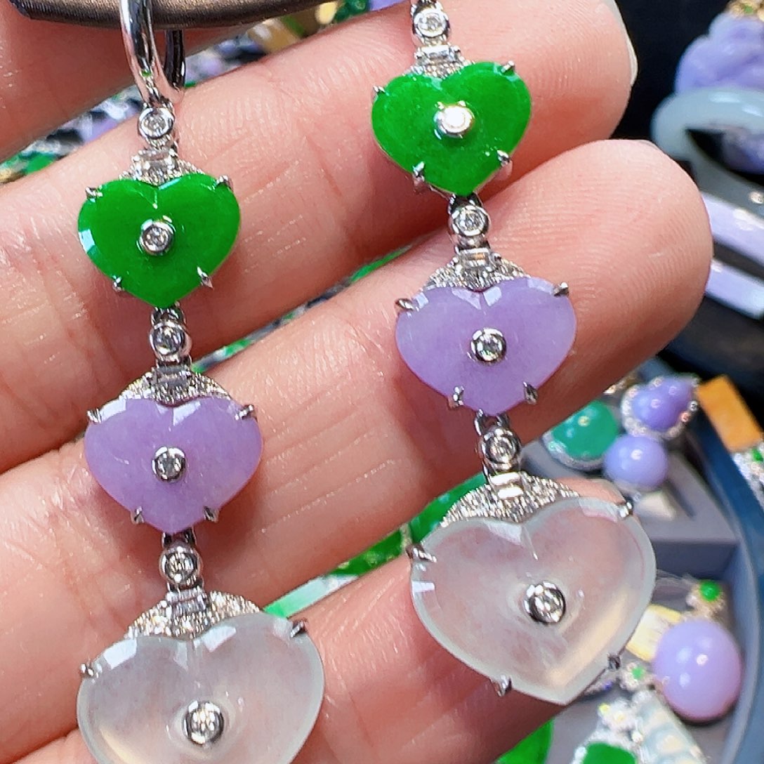 翡翠耳饰18K金镶嵌签收后24小时鉴赏期