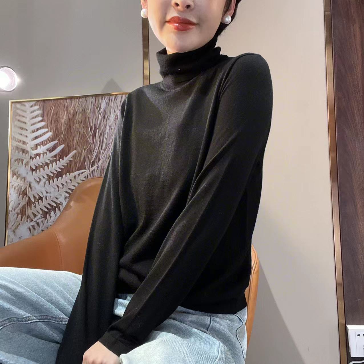 名港【德国进口杨子纱线】MG6511高领网红纯色修身百搭长袖针织衫