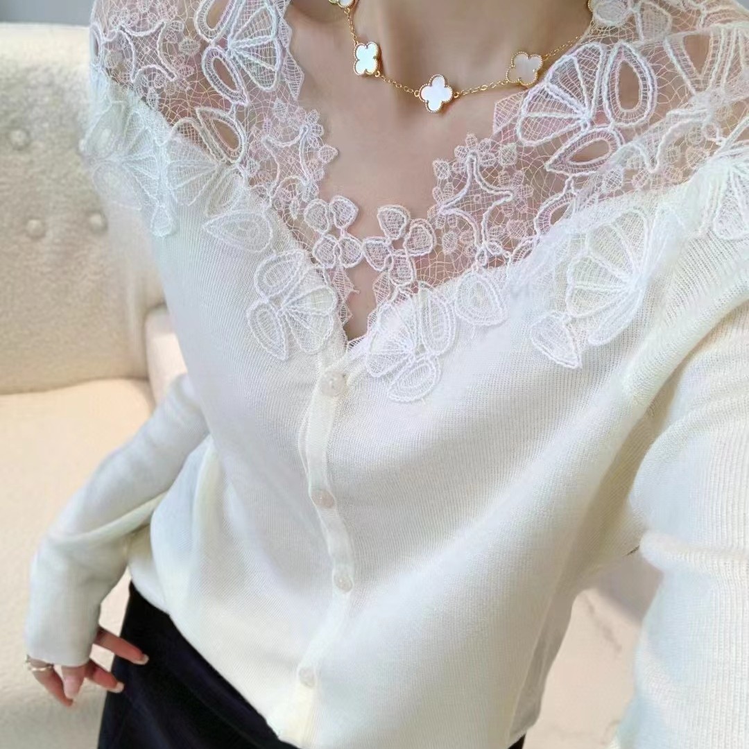 修身显瘦蕾丝羊毛开衫女款