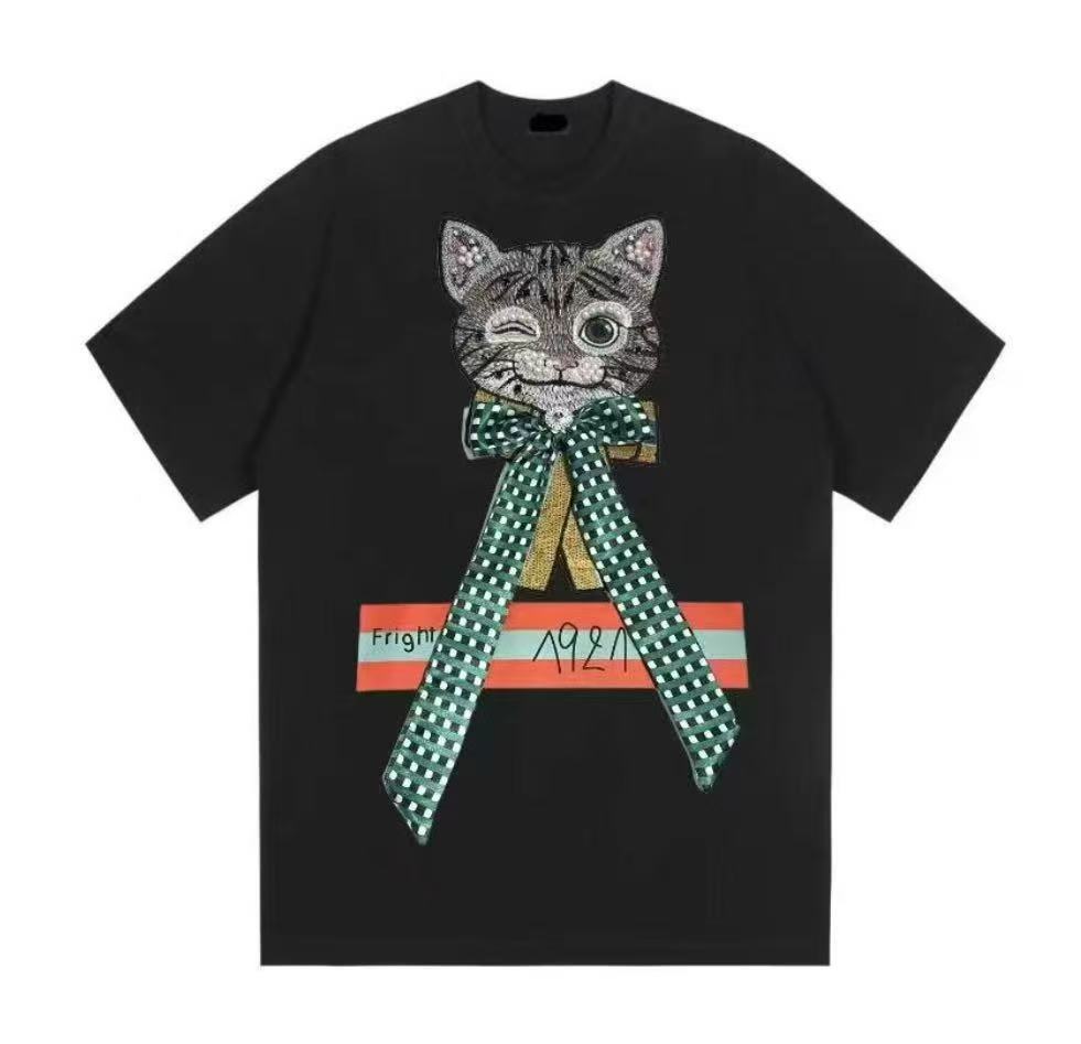 1【猫咪小姐】短袖时尚百搭短袖夏季新款立体手工烫钻白色