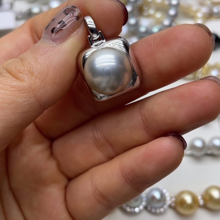 海水珍珠吊坠(不含链)银S925镶嵌