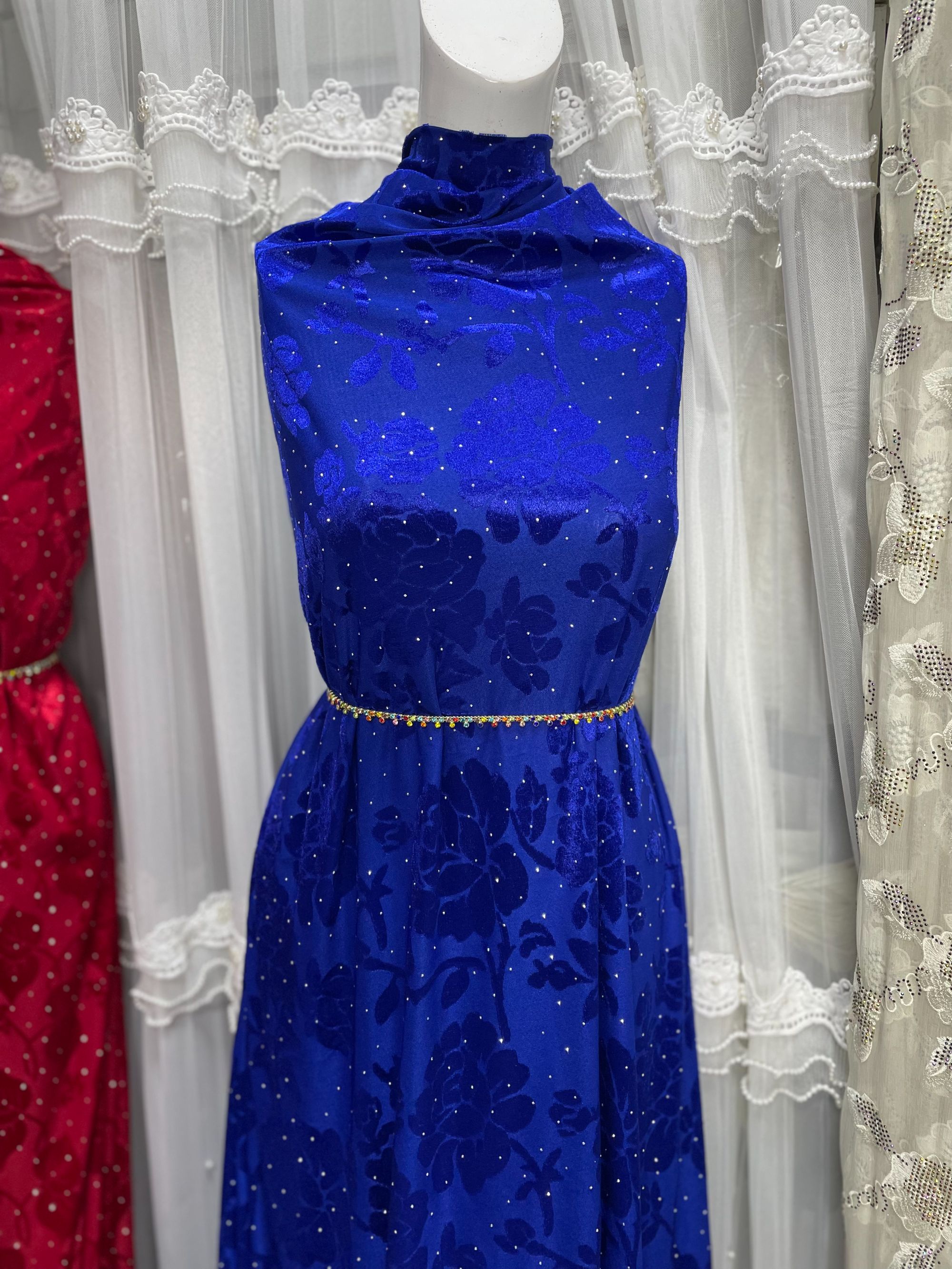 韩国金丝绒布料 玫瑰宝石蓝 KORIYA DUHAWISI