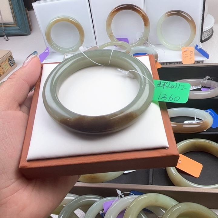 和田玉手镯未镶嵌和田且末蓝手镯口径58玲珑