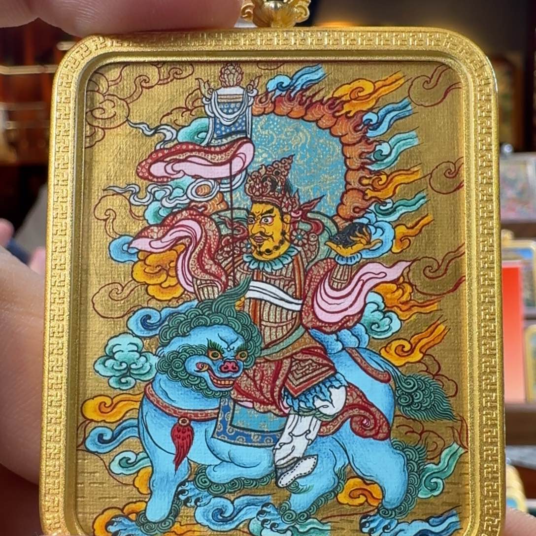 吊坠热贡纯手绘财宝天王作品