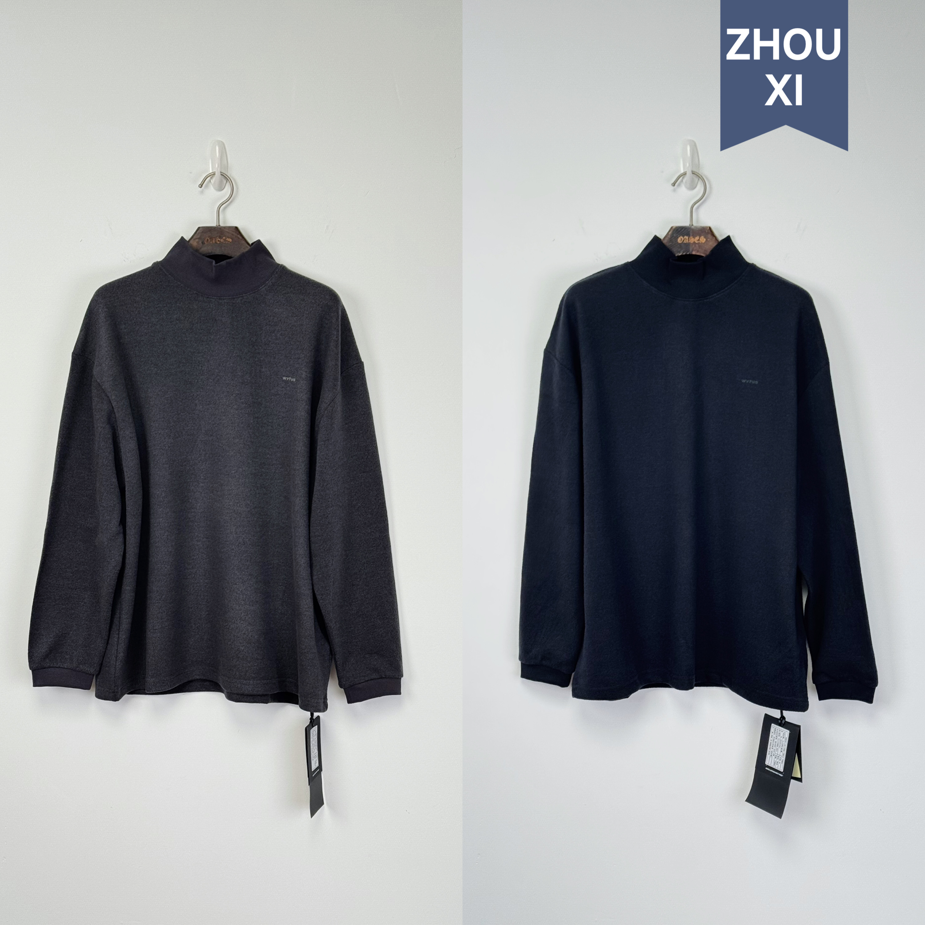 （ZHOUXI）特种植绒加厚保暖半高领长袖T恤