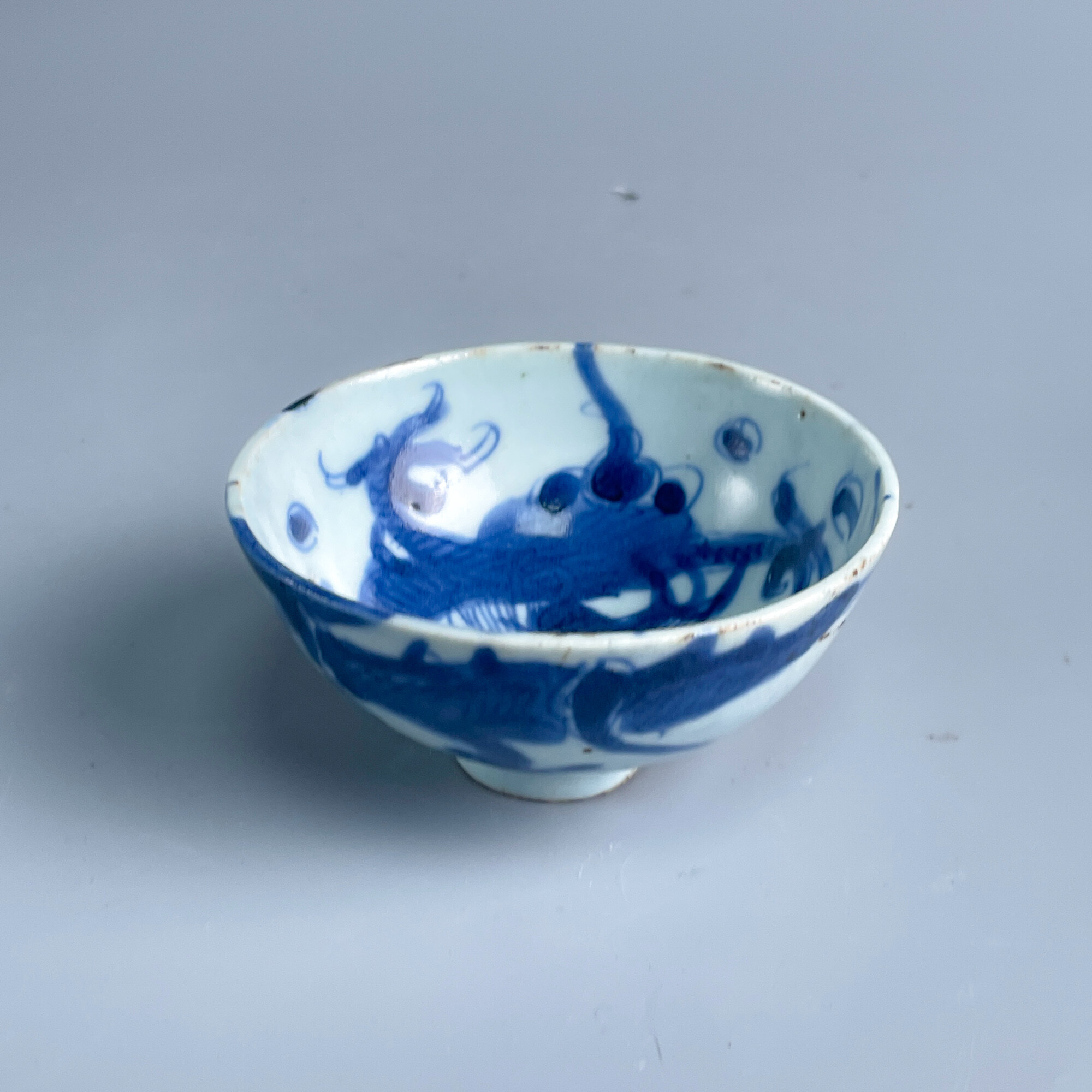 瓷器/古董清雍正青花过墙龙茶圆-M25AI002626/收藏/文物/绣花张