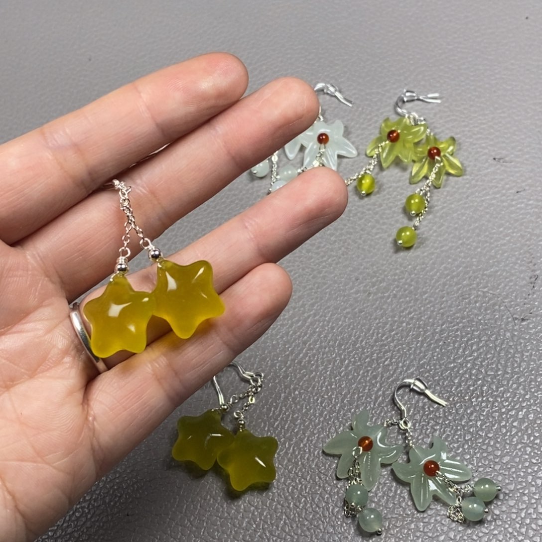 蛇纹石玉未镶嵌挂件耳饰耳环项链