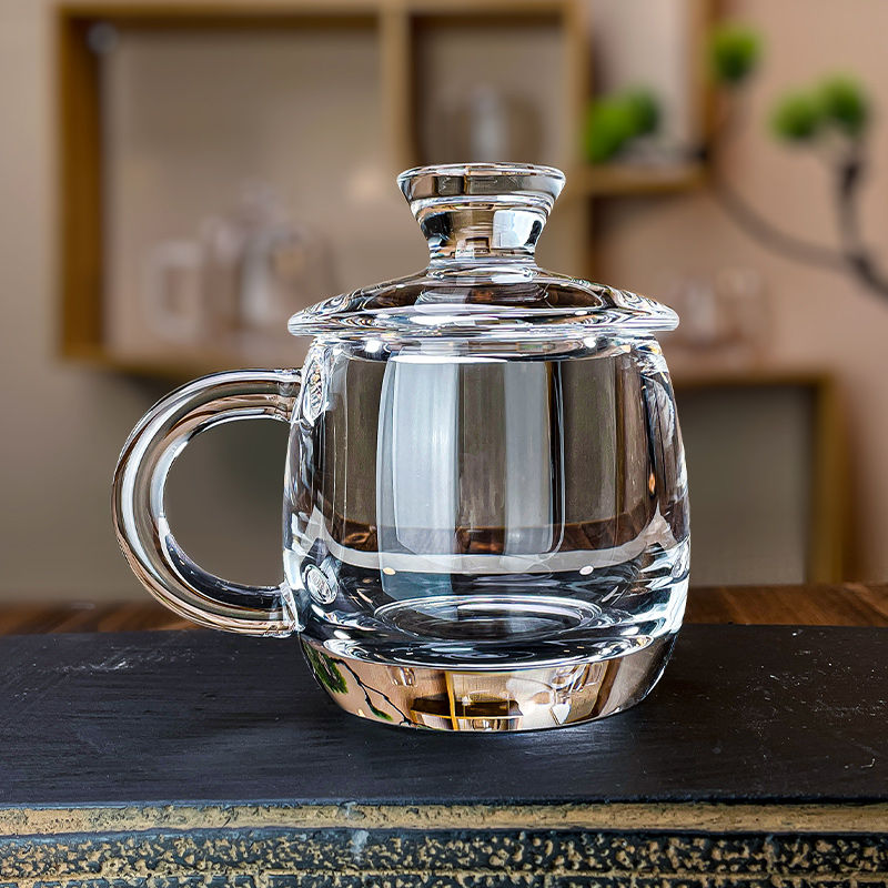 东海原矿水晶杯带把手牛奶咖啡杯茶杯水杯主人杯茶室茶具高档茶器