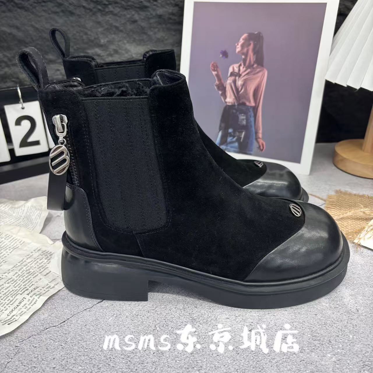 玛莎玛索冬季大棉时尚烟筒靴女靴