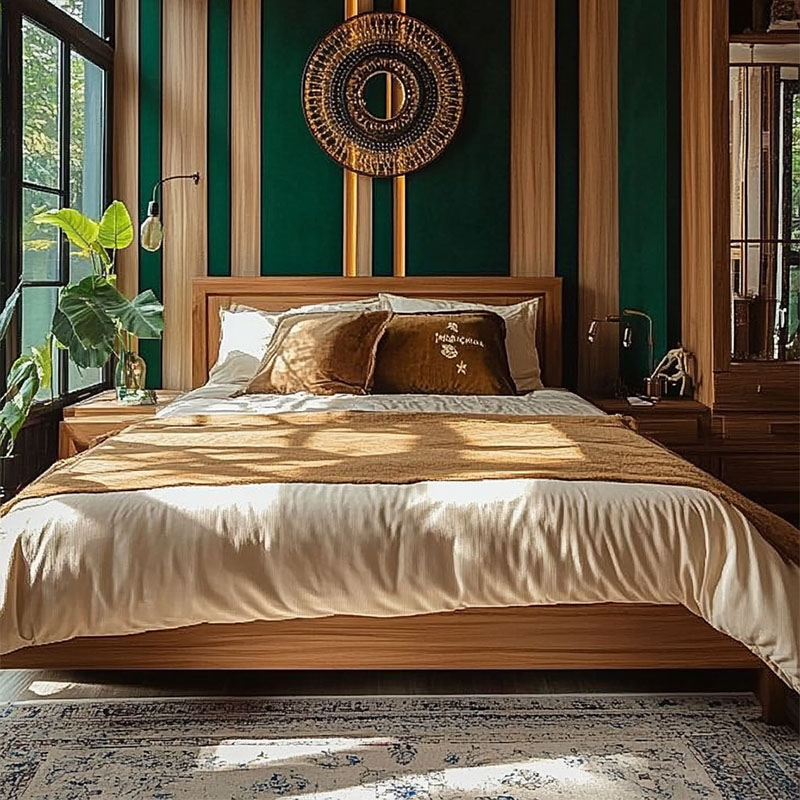 简约美式原木复古实木床高箱气压设计双人床架家具