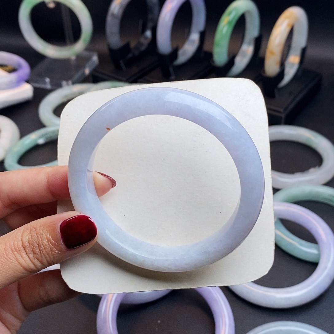 翡翠手镯未镶嵌57白月光洒金手镯