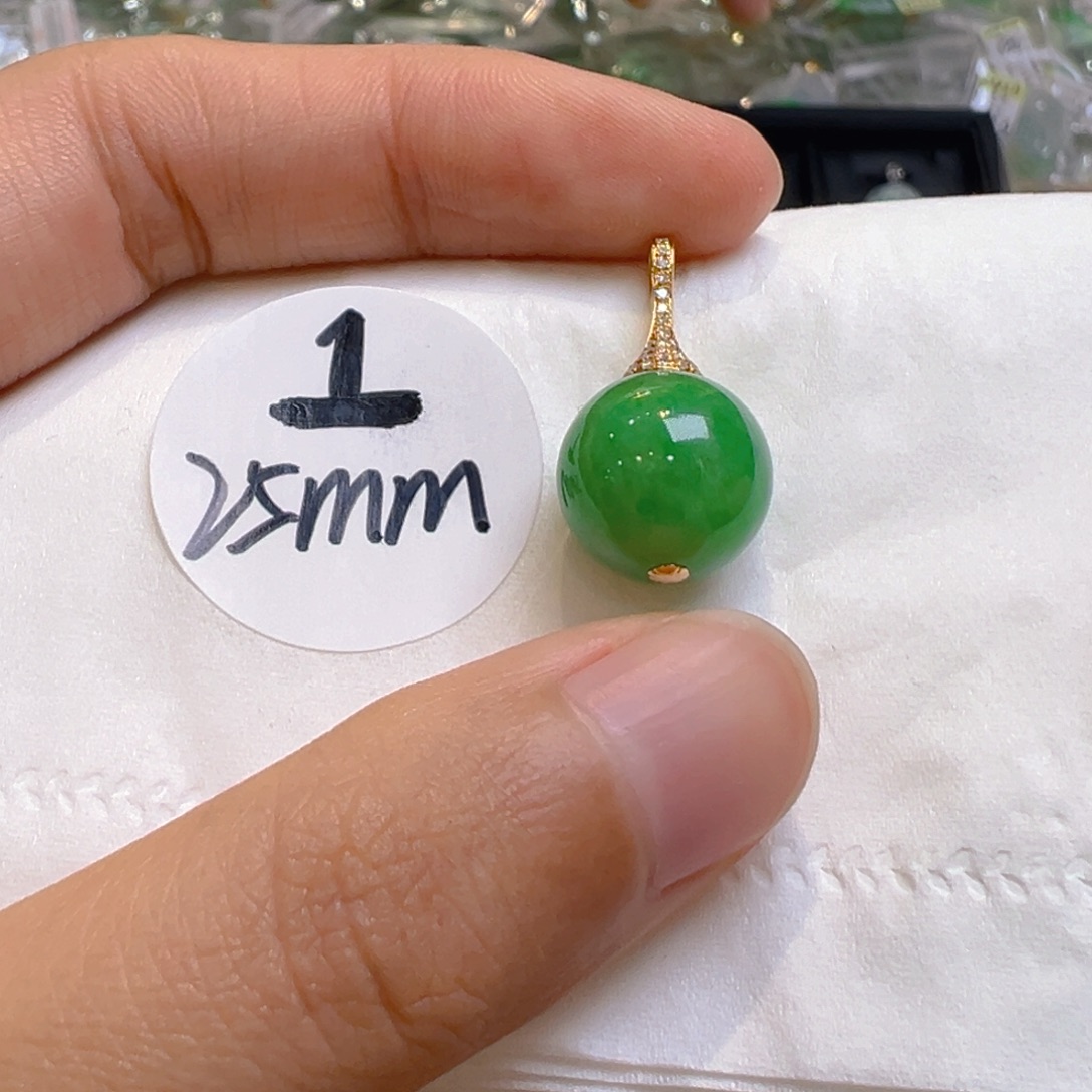 翡翠18K金镶嵌吊坠(不含链)