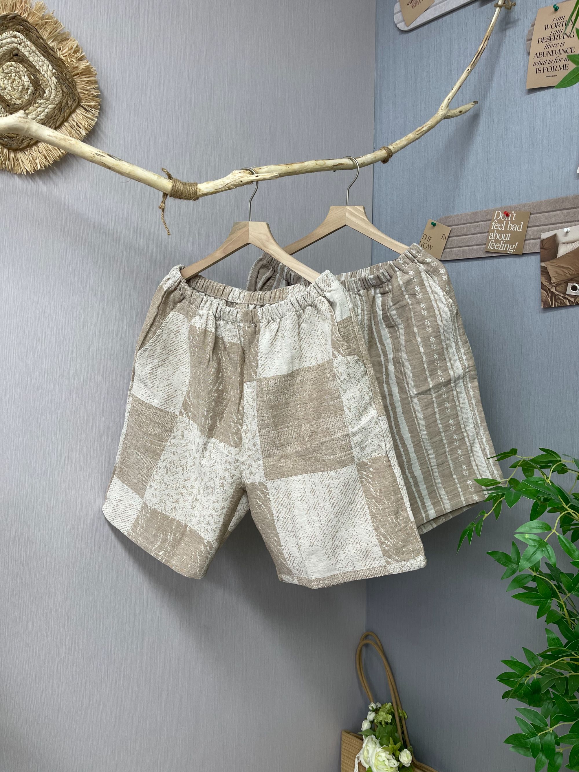 【她.家】棉麻家居短裤透气吸湿宽松夏季百搭休闲裤