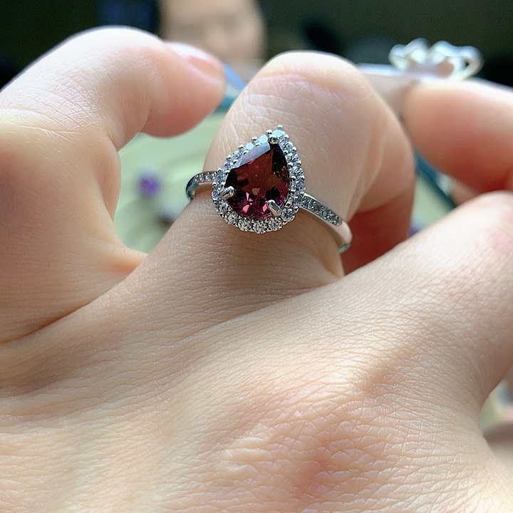 碧玺戒指银S925镶嵌纯天然