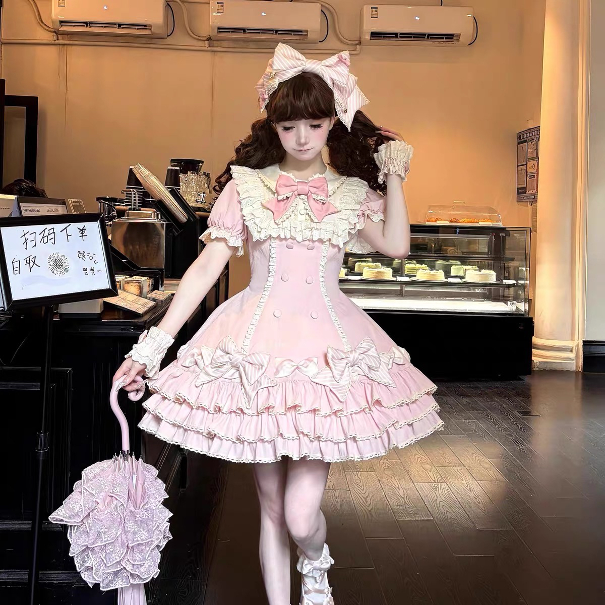 【条纹千层 】一团现货心动玩偶甜lo蛋糕裙Lolita